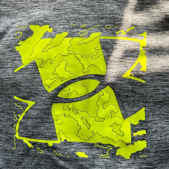 Youth Under Armour Coldgear Hoodie Pitch Gray/Green citrine Size M EUC - Picture 3 of 7